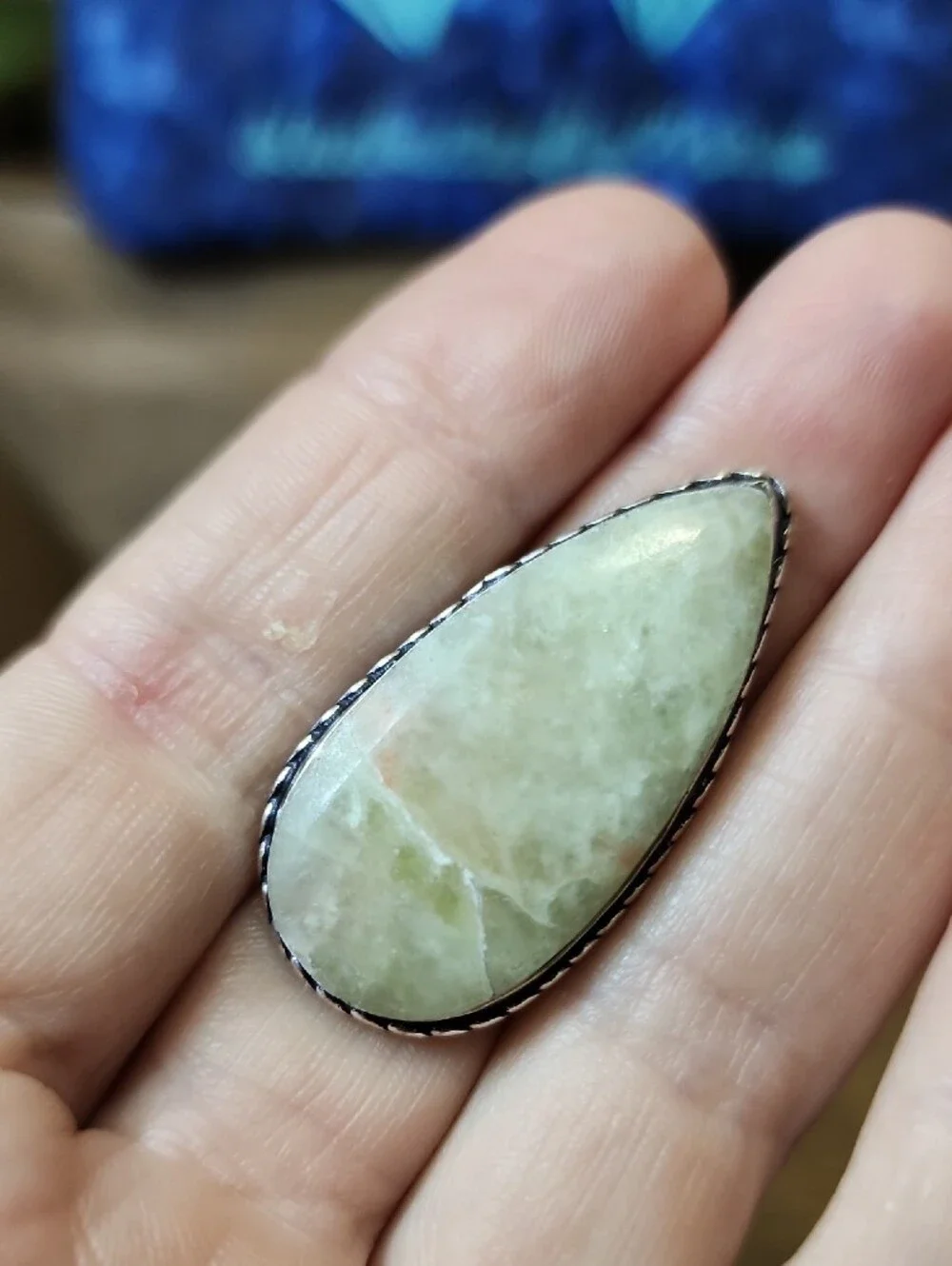 Handcrafted Teardrop Green Stone Ring - Women Jewelry